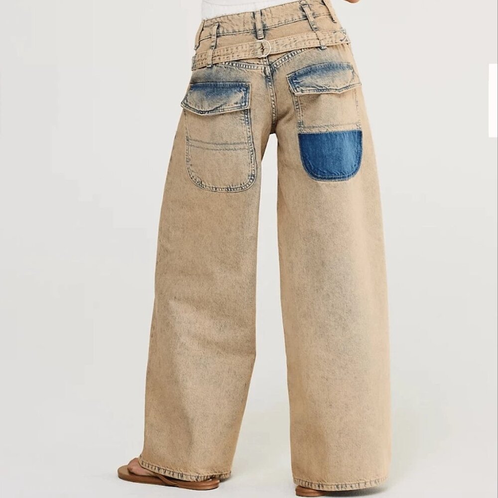 Free People We The Free Waterfalls Baggy Wide-Leg Jeans sz 25